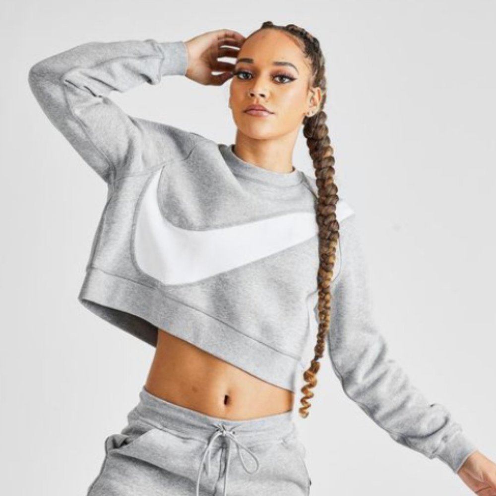 NWOT Nike Sportswear Swoosh Fleece Crew Sweatshirt Gray Size Small